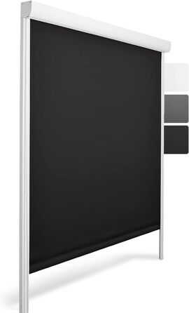 Рулонна штора з напрямними SolReflect K24 60x175 см — затемнювальна термоштора без свердління, чорна, ширина 60 см, з бічними напрямними
