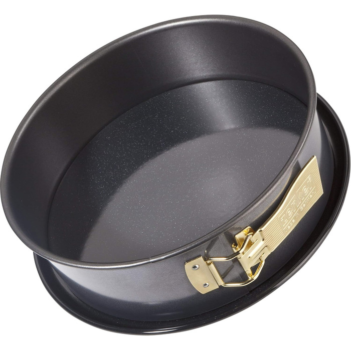 Форма для випікання Zenker Deluxe 28 см, кругла з емальованим дном, антипригарним покриттям і захистом від протікань, сталева, чорний металік, висока