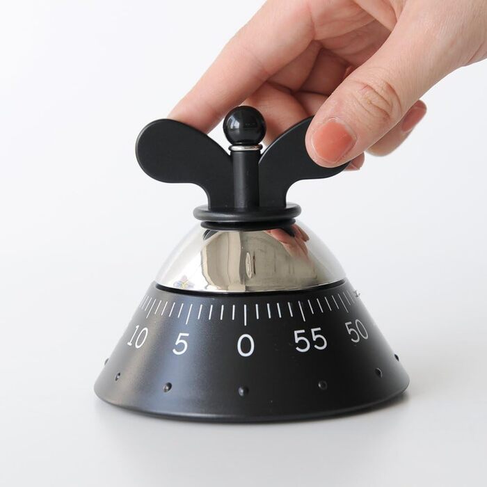 Механічний кухонний таймер Alessi A09 B, термопластик, чорний, 10,5 см – дизайнерський кухонний годинник для тайм-менеджменту