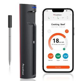 Meatmeet Pro бездротовий термометр для м'яса з Wi-Fi та Bluetooth, водонепроникний IP67, з таймером і додатком, для барбекю, духовки, гриля, кухні, вертіла