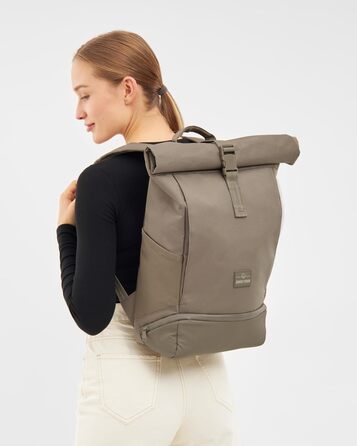 Рюкзак Johnny Urban Allen Medium ролтоп 15 л для жінок і чоловіків, з відділенням для ноутбука, водовідштовхувальний, для міста, університету, велосипеда, бізнесу, екологічний, сірий Desert Grey