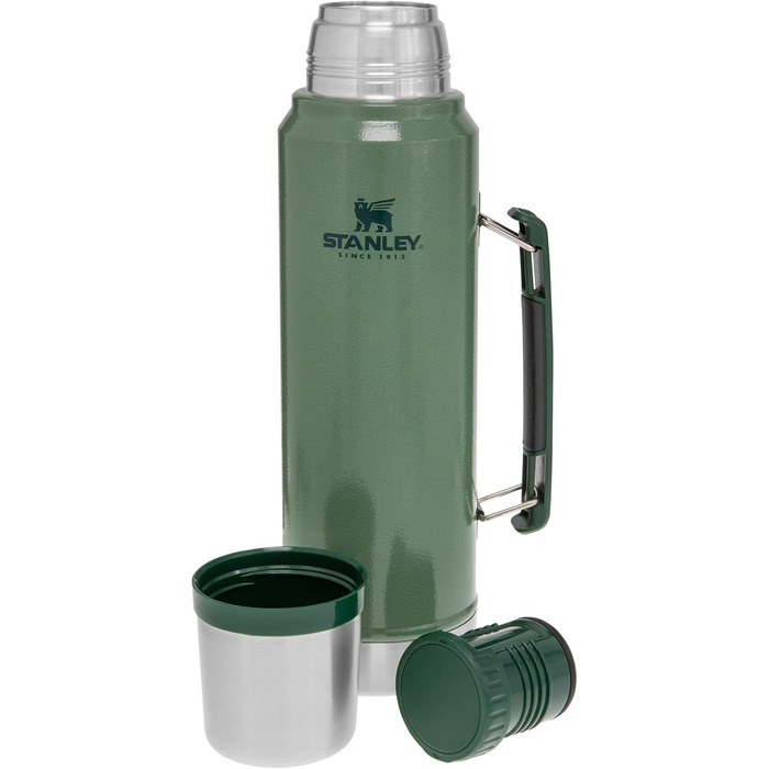 Термос Stanley Classic Legendary 1 л – сталева термокружка, зберігає тепло/холод 24 години, BPA-free, підходить для посудомийки, зелений Hammertone