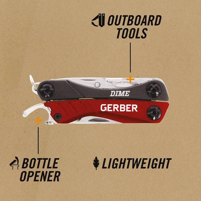 Мультитул Gerber Dime, 12 функцій, кишеньковий, чорний/червоний