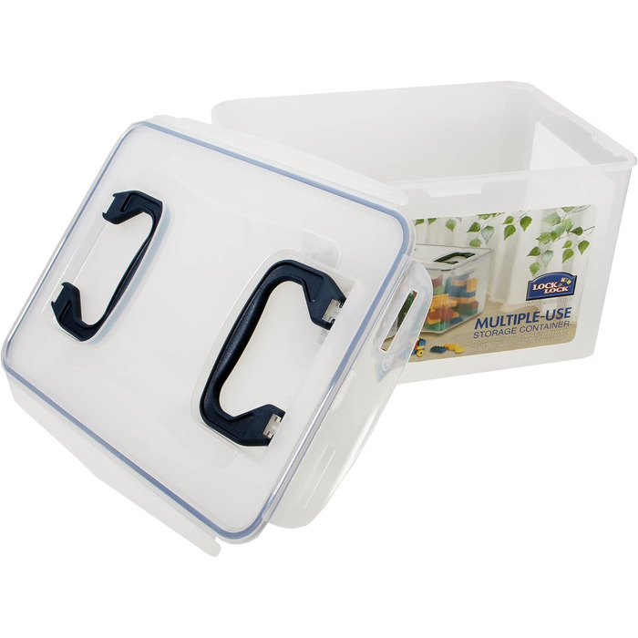 LocknLock PP CLASSIC контейнер для зберігання з кришкою та ручками, 16 л, напівпрозорий, герметичний, набір 2 шт, 361x274x212 мм, для побутових речей