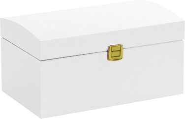 LAUBLUST Велика дерев'яна скриня з вигнутим кришкою і замком, FSC, універсальна коробка для зберігання, пам'ятна коробка, подарункова упаковка, біла, 26x16x13 см
