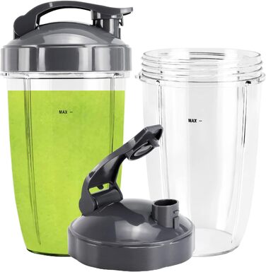 Набір з 2 чаш для блендера NutriBullet Pro 900/600 Вт, 710 мл, з 2 кришками, BPA Free, для смузі, запасні частини