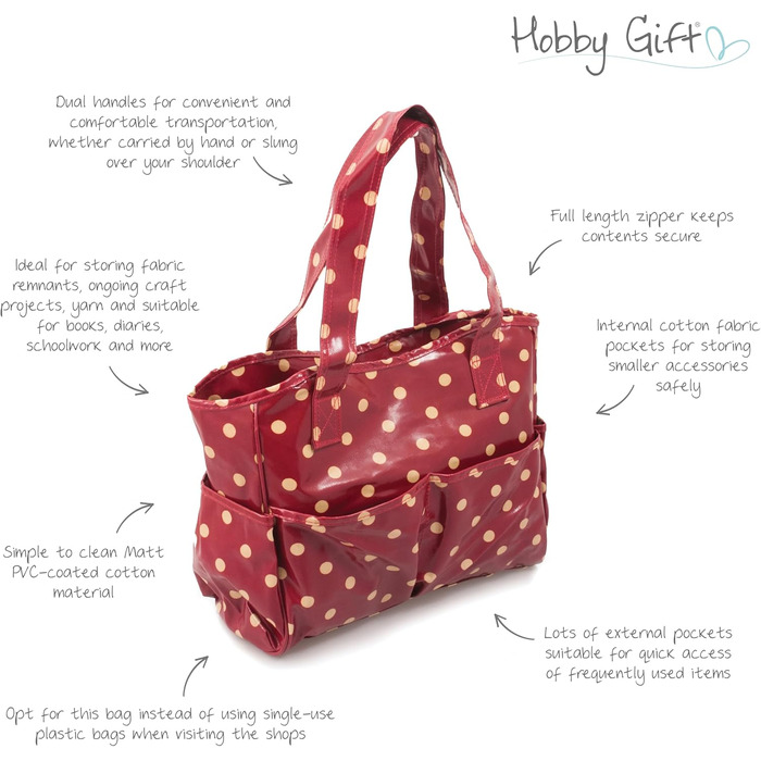 Бавовняна сумка для рукоділля Hobby Gift, червона, 14x36,5x30 см