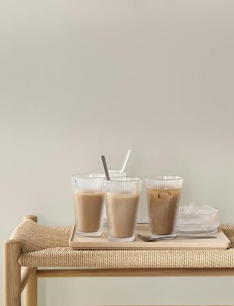 Склянки Stelton Pilastro 350 мл — рифлені, скло, набір 4 шт, для гарячих та холодних напоїв, підходять для посудомийки, штабельовані