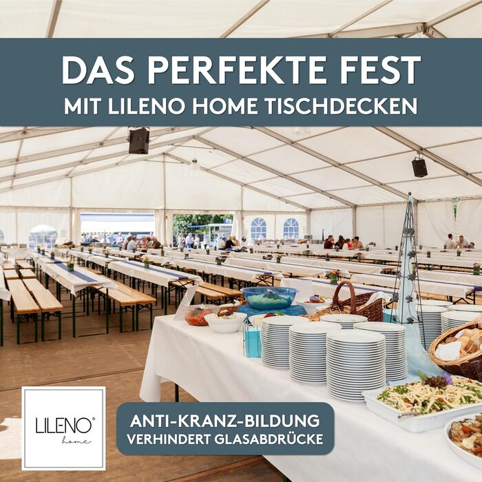 LILENO HOME Скатертинна рулонна доріжка 1,10x25 м – біла скатертина з нетканого матеріалу, схожа на тканину, мийна, одноразова, альтернатива паперовій скатертині