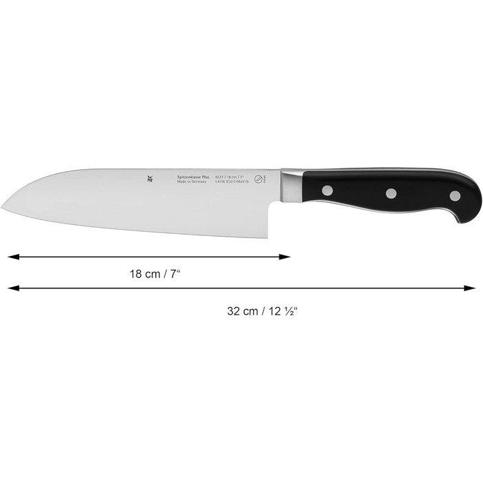 Кухонний ніж Santoku WMF Spitzenklasse Plus 18 см, кований, спеціальна сталь, Німеччина