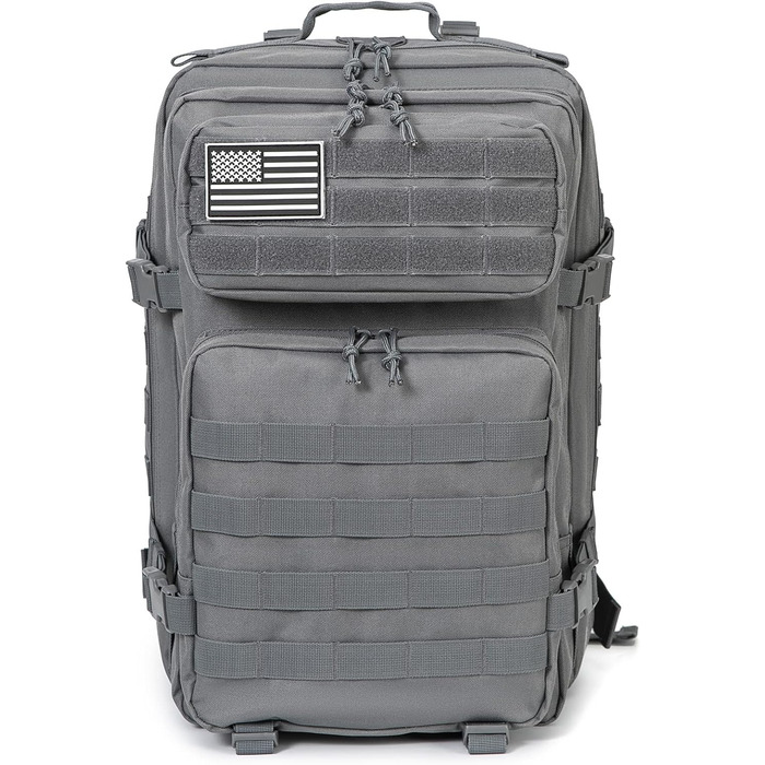 Тактичний рюкзак QT&QY 45 л армійський Molle для чоловіків, військовий штурмовий рюкзак Bundeswehr для туризму, трекінгу, 3-денний рюкзак (3.1 сірий)
