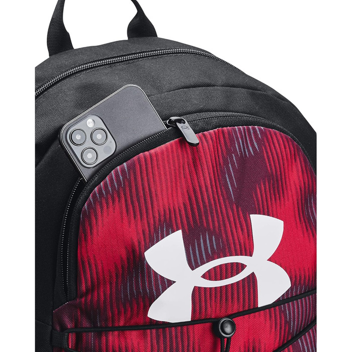 Рюкзак Under Armour Hustle Sport унісекс, спортивний водонепроникний рюкзак із відділенням для ноутбука, червоно-чорно-білий