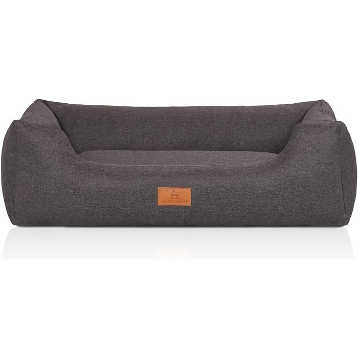Ліжко для собак Knuffelwuff Lotte велюрове, знімний чохол, пране, сіре, XXL 120x85 см, для великих, середніх та малих собак