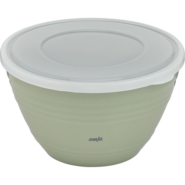 Миска для змішування Emsa Prep&Bake 2,75 л із пластику, з кришкою для зберігання, нековзке дно, для кухні, зелена
