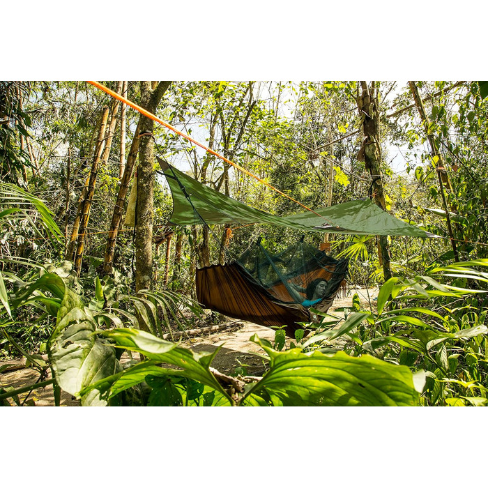 Гамак AMAZONAS Ultra-Light Moskito Traveller, антимоскітна сітка, 220x140 см, до 150 кг, коричневий, легкий, для туризму