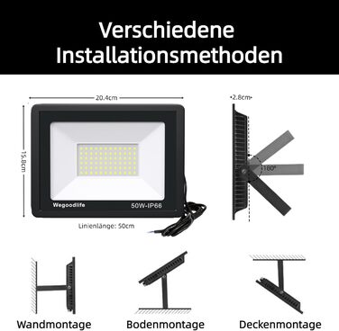 2 шт. LED прожектор 100Вт, 8140Лм, тепле світло 3000K, IP66, вуличний водонепроникний світильник для двору, під'їзду, гаража, саду, суперяскравий