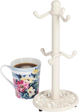 Підставка для чашок KitchenCraft, чавунна, біла, на 6 чашок, 30x13x13 см