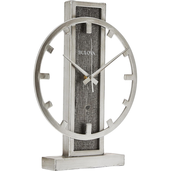 Настільний годинник Bulova B1864 Silver Streak, срібний металевий корпус, сучасний дизайн