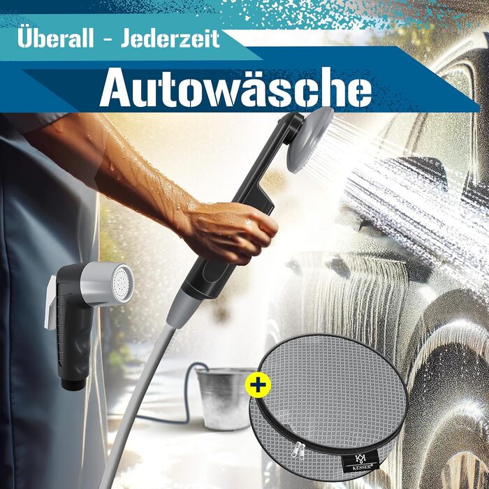 Портативний душ KESSER® з акумулятором, USB зарядка, 12В помпа, для кемпінгу, авто, саду, домашніх тварин, з сумкою