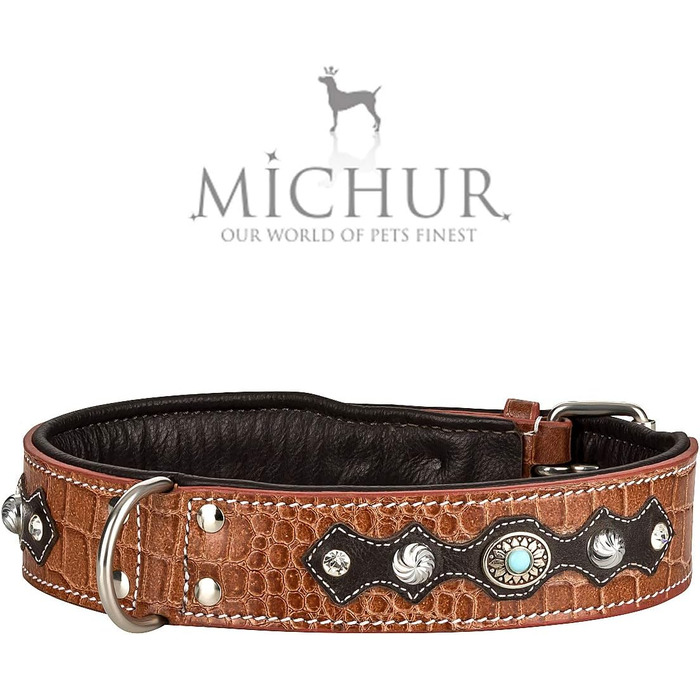 Повідок для собак зі шкіри MICHUR Lakota, коричневий, 150x2,5 см, плоский, для нашийника Lakota