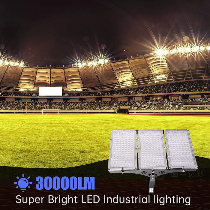 Світлодіодний прожектор 300W 30000Лм, тепле біле світло 3000K, IP65, вуличний водонепроникний ліхтар для саду, тераси, гаража, спортмайданчика, фабрики, майстерні (набір 10 шт.)