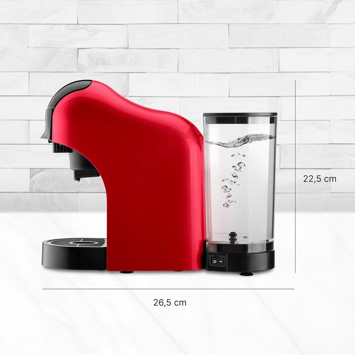 Кавоварка Ufesa Bellagio 3-в-1 для капсул Nespresso, Dolce Gusto або меленої кави, сенсорна панель, 7 режимів, резервуар 1 л, 1400 Вт, 15 бар, червона, компактна