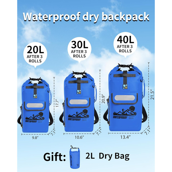 Водонепроникний рюкзак IDRYBAG Dry Bag 20/30/40 л для каякінгу, плаваючий гермомішок для водних видів спорту