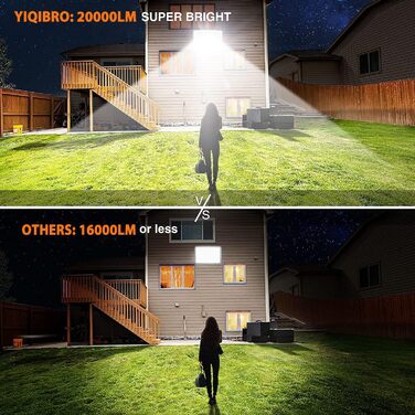 YIQIBRO LED прожектори для вулиці 50Вт, 2шт, 5000Лм, 7000K холодне світло, IP67, водонепроникні, для саду, гаража, двору, тераси