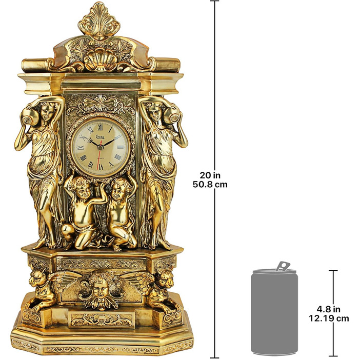 Класичний камінний годинник Design Toscano Chateau Chambord, полімер, золоте покриття, 51 см