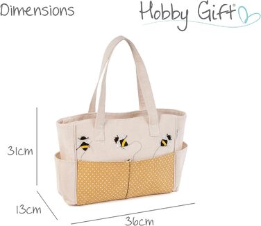 Сумка для рукоділля Hobby Gift, бавовна, з бджолиним принтом, 13x36x31 см