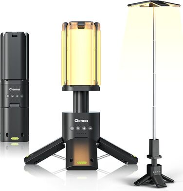 Кемпінговий телескопічний LED ліхтар Clemas 14000 мА·г, магнітний, багатоцільовий, акумуляторний, бездротовий, диміруємий, для будівництва, намету, 6000 Лм, IPX5, водонепроникний