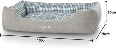 Лежак для собак Knuffelwuff Dreamline з велюру XXL, знімний чохол, легко чиститься, для великих, середніх та малих собак, сірий/зелений, 120x85 см