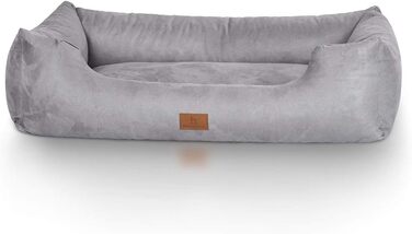 Ліжко для собак Knuffelwuff Dreamline велюрове XXL, 155х105х30 см, знімний чохол, легке чищення, для великих, середніх і малих порід, сіре