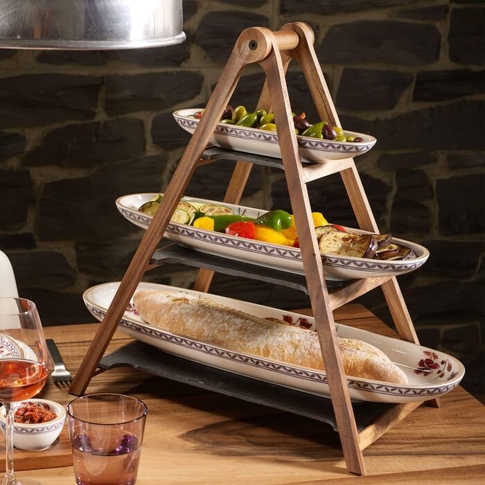 Етажерка Villeroy & Boch Artesano Original, триярусна, з натуральних матеріалів, знімні сервірувальні тарілки, без чаш, ручне миття