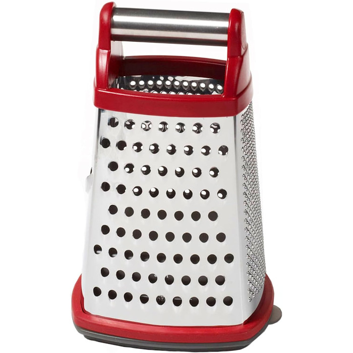 Тертка KitchenAid KN300OSERA Gourmet 4-стороння, з нержавіючої сталі, з контейнером на 3 чашки, мірними позначками, для дрібного, середнього та крупного натирання, підходить для посудомийної машини, Empire