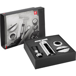 Набір сомельє ZWILLING 4 предмети: фольгоріз, штопор, наливач для вина, кільце від крапель, нержавіюча сталь, сріблястий