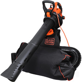 BLACK+DECKER 3-в-1 акумуляторний садовий пилосос-видувка 3000 Вт з подрібнювачем, рюкзаком-мішком 72 л, регульованою потужністю, для терас і доріжок (BEBLV300)