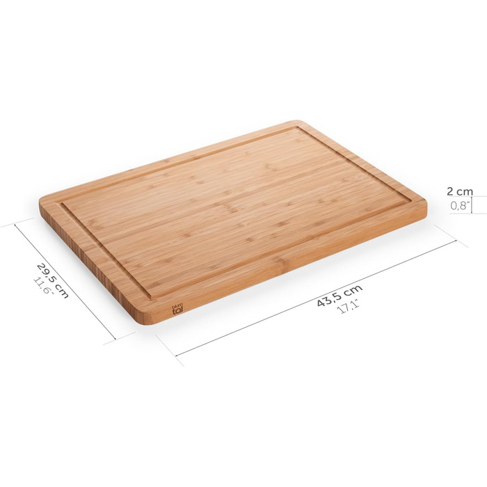 Дошка для нарізання Blumtal з бамбука XXL, 45x30x2 см, антисептична, масивна, з жолобом для соку, екологічна альтернатива пластиковій дошці