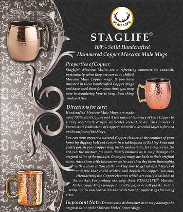 STAGLIFE Набір мідних кухлів для Moscow Mule, 2 шт, чорна мідь, для чоловіків