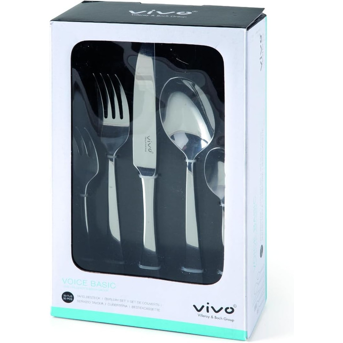 Набір столових приборів vivo by Villeroy & Boch Voice Basic, 30 предметів, нержавіюча сталь, для 6 осіб, можна мити в посудомийній машині