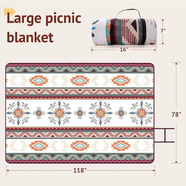 LARUTAN Пікнік ковдра Boho 200x200 см, водонепроникна пляжна ковдра, складна та прана, для пікніка, пляжу, барбекю, кемпінгу, подорожей, зелена