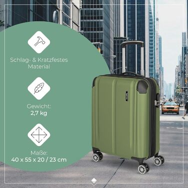 Жорсткий валізу Travelite City для ручної поклажі, 4 колеса, розширюваний, з функцією кріплення на валізу, міцна подряпостійка поверхня, 55 см, 40-45 л