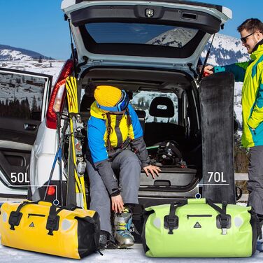 Водонепроникний рюкзак Dry Bag 70 л жовтий – герметична сумка для подорожей, кемпінгу, мотоциклів, човнів, каякінгу, SUP