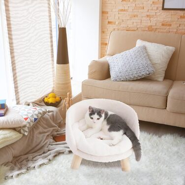 Розкішний диван для котів Katzensofa, велике котяче крісло з подушкою, підняте ліжко для котів і малих собак, 40 см, бежевий