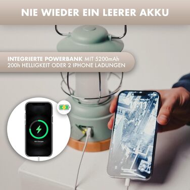 Кемпінгова LED лампа Naturbummler, акумуляторна, 5200mAh, до 200 годин світіння, водонепроникна, Powerbank, димер, для кемпінгу та виживання