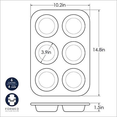 Форма для мафінів Nordic Ware Jumbo, алюмінієва, 6 чаш на 4 дюйми
