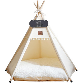 Будиночок для домашніх тварин Whiwhi Tipi з подушкою, намет для собак і котів, складаний, м'який, 40x40x50 см, праний текстиль