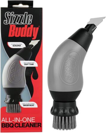 Щітка для чищення гриля Sizzle Buddy з нержавіючої сталі з шкребком, безпечна та жаростійка, не дряпає, для видалення жиру та залишків їжі