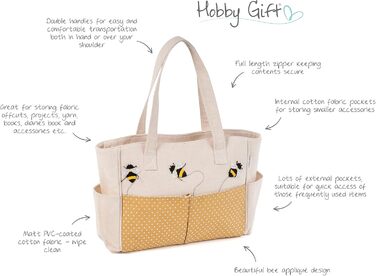 Сумка для рукоділля Hobby Gift, бавовна, з бджолиним принтом, 13x36x31 см