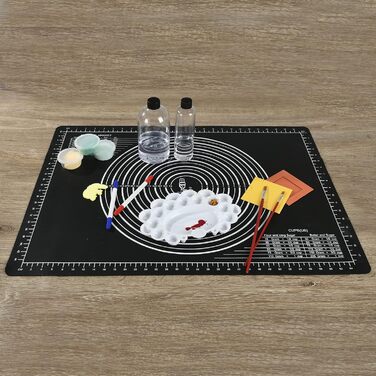 Силіконова антипригарна килимок для розкачування тіста SUPER KITCHEN 80x60 см, з нековзким покриттям і ножем для тіста, чорний, XL, для випічки, мастики, піци, епоксидної смоли